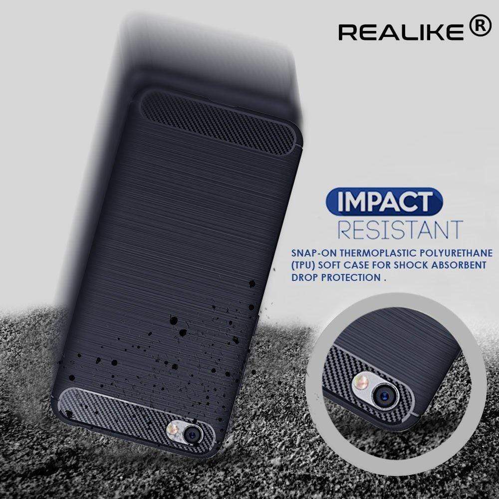 REALIKE&reg; Xiaomi Redmi Y1 Lite Back Cover, Flexible Carbon Fiber Design Lightweight Shockproof Back Cover for Xiaomi Redmi Y1 Lite - Metallic Blue (BLUE)