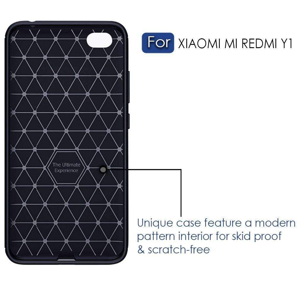 REALIKE&reg; Xiaomi Redmi Y1 Lite Back Cover, Flexible Carbon Fiber Design Lightweight Shockproof Back Cover for Xiaomi Redmi Y1 Lite - Metallic Blue (BLUE)