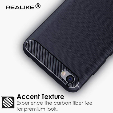 Image of REALIKE&reg; Xiaomi Redmi Y1 Lite Back Cover, Flexible Carbon Fiber Design Lightweight Shockproof Back Cover for Xiaomi Redmi Y1 Lite - Metallic Blue (BLUE)