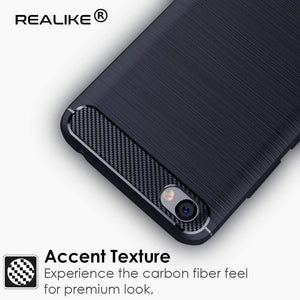 REALIKE&reg; Xiaomi Redmi Y1 Lite Back Cover, Flexible Carbon Fiber Design Lightweight Shockproof Back Cover for Xiaomi Redmi Y1 Lite - Metallic Blue (BLUE)