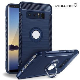 REALIKE® Samsung Galaxy Note 8 Cover Flexible Carbon Fiber Design Lightweight Shockproof Ring Holder Magnatic Case For Samsung Galaxy Note 8