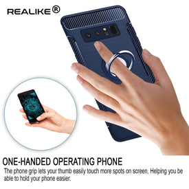 REALIKE® Samsung Galaxy Note 8 Cover Flexible Carbon Fiber Design Lightweight Shockproof Ring Holder Magnatic Case For Samsung Galaxy Note 8