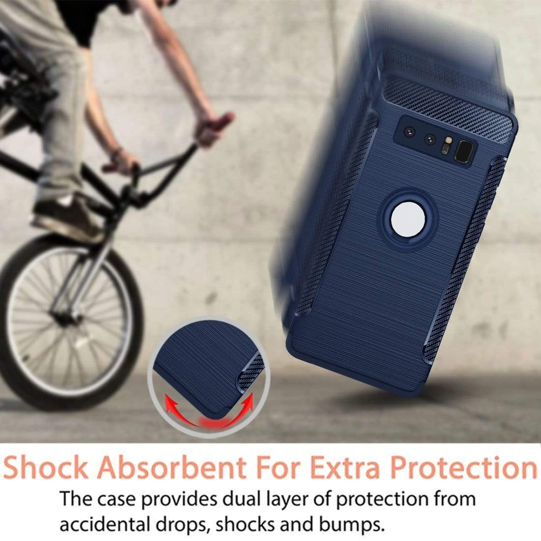 REALIKE® Samsung Galaxy Note 8 Cover Flexible Carbon Fiber Design Lightweight Shockproof Ring Holder Magnatic Case For Samsung Galaxy Note 8