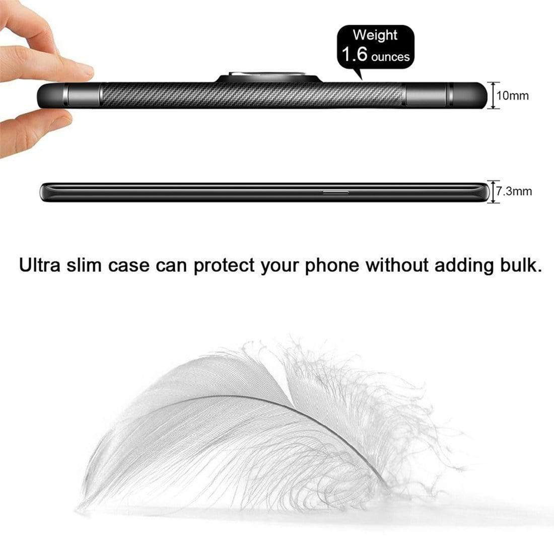 REALIKE® Samsung Galaxy Note 8 Cover Flexible Carbon Fiber Design Lightweight Shockproof Ring Holder Magnatic Case For Samsung Galaxy Note 8 (BLACK)