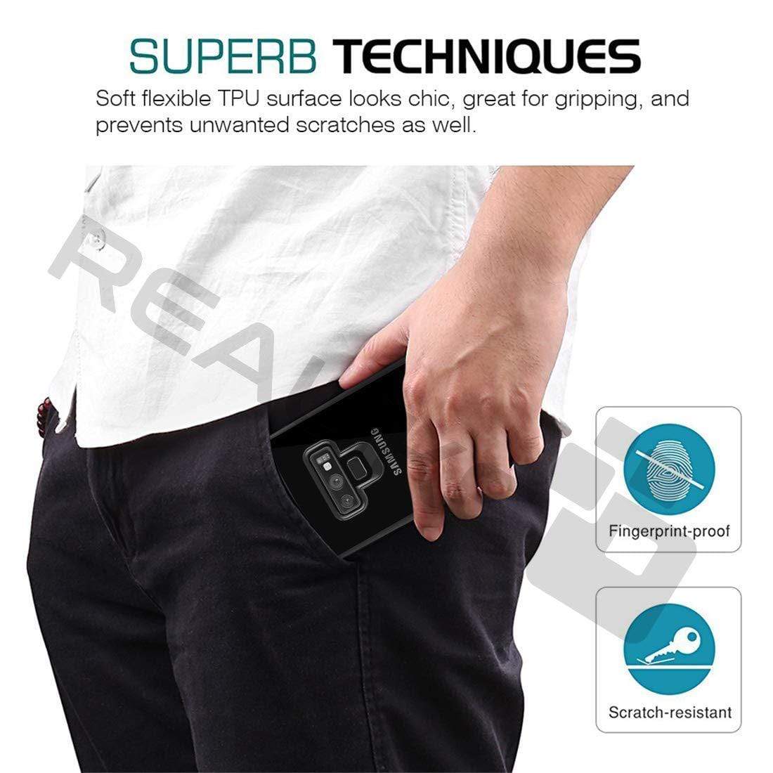 REALIKE® Samsung Galaxy Note 9 Cover Flexible Transparent Lightweight Shockproof Case for Samsung Galaxy Note 9-2018 {Diamond Series Black}