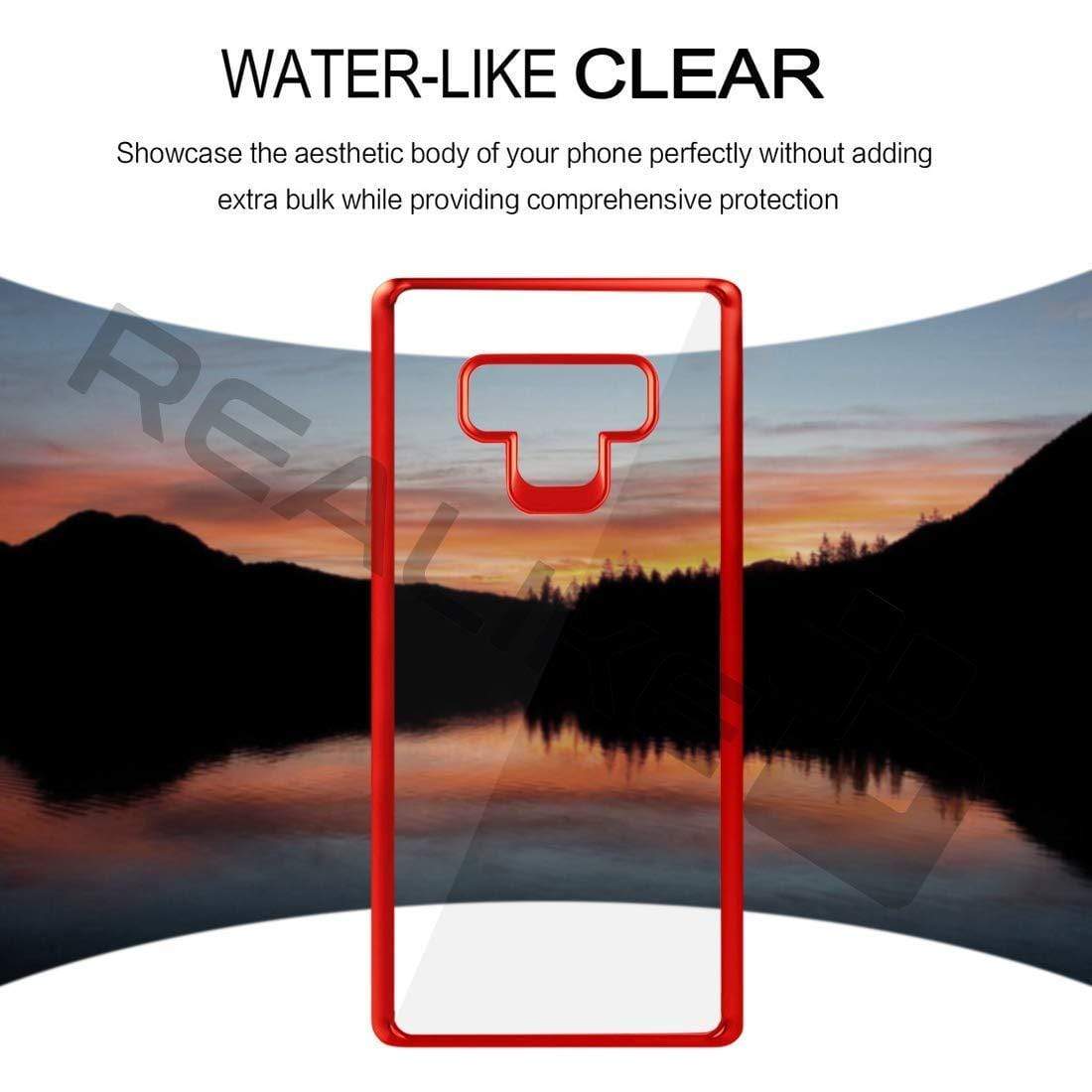 REALIKE® Samsung Galaxy Note 9 Cover Flexible Transparent Lightweight Shockproof Case for Samsung Galaxy Note 9-2018 {Diamond Series Red}