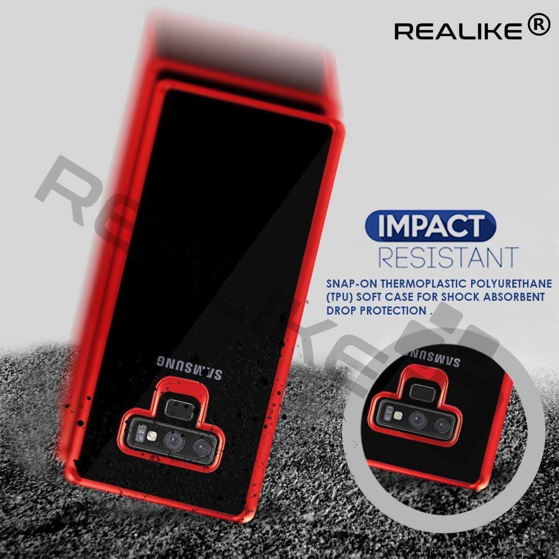 REALIKE® Samsung Galaxy Note 9 Cover Flexible Transparent Lightweight Shockproof Case for Samsung Galaxy Note 9-2018 {Diamond Series Red}