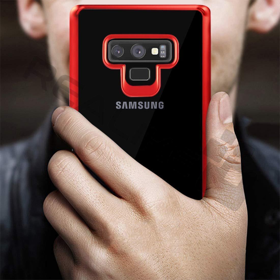 REALIKE® Samsung Galaxy Note 9 Cover Flexible Transparent Lightweight Shockproof Case for Samsung Galaxy Note 9-2018 {Diamond Series Red}