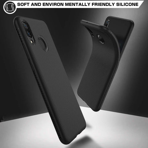 Image of REALIKE Samsung M20 Case, Flexible Carbon Fiber Full Shockproof Case for Samsung Galaxy M20 (Carbon Black)