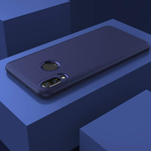 REALIKE Samsung M20 Case, Flexible Carbon Fiber Full Shockproof Case for Samsung Galaxy M20 (Carbon Blue)