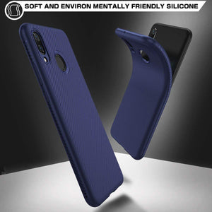 REALIKE Samsung M20 Case, Flexible Carbon Fiber Full Shockproof Case for Samsung Galaxy M20 (Carbon Blue)