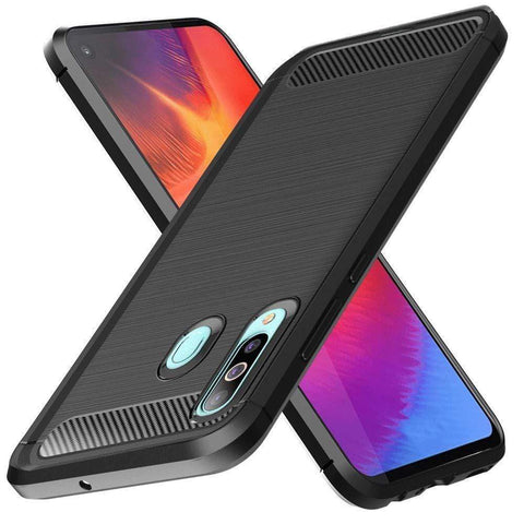 Image of REALIKE Samsung M40 Back Cover, Carbon Fiber Full Shockproof Back Case for Samsung M40 (Carbon Blue) (Carbon Black)