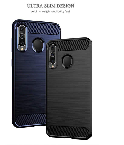 Image of REALIKE Samsung M40 Back Cover, Carbon Fiber Full Shockproof Back Case for Samsung M40 (Carbon Blue) (Carbon Blue)