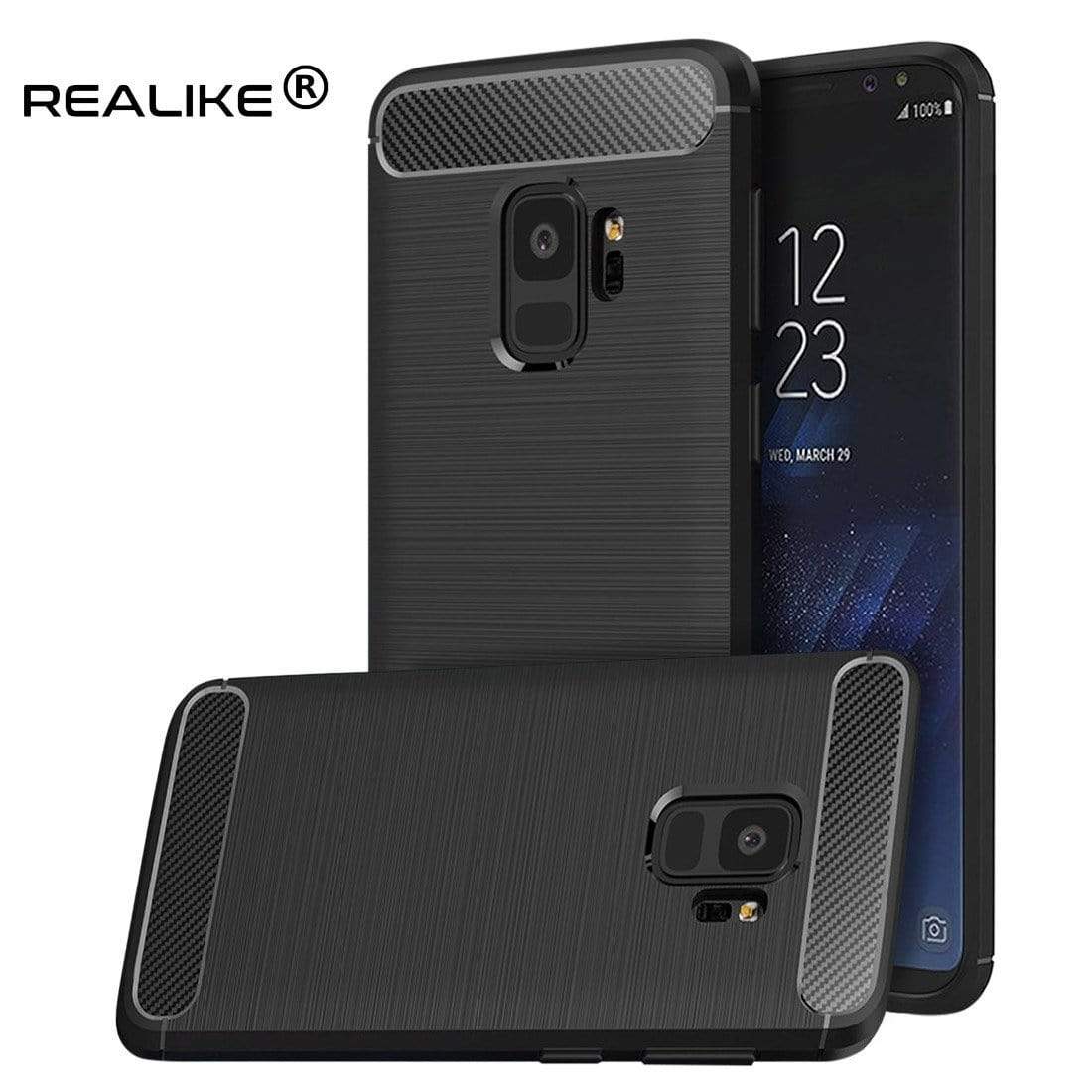 REALIKE® Samsung S9 Back Cover, Branded Case With Ultimate Protection From Drops, Flexible Carbon Fiber Back Cover For SAMSUNG GALAXY S9-2018