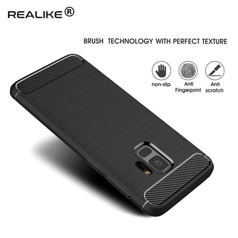REALIKE® Samsung S9 Back Cover, Branded Case With Ultimate Protection From Drops, Flexible Carbon Fiber Back Cover For SAMSUNG GALAXY S9-2018