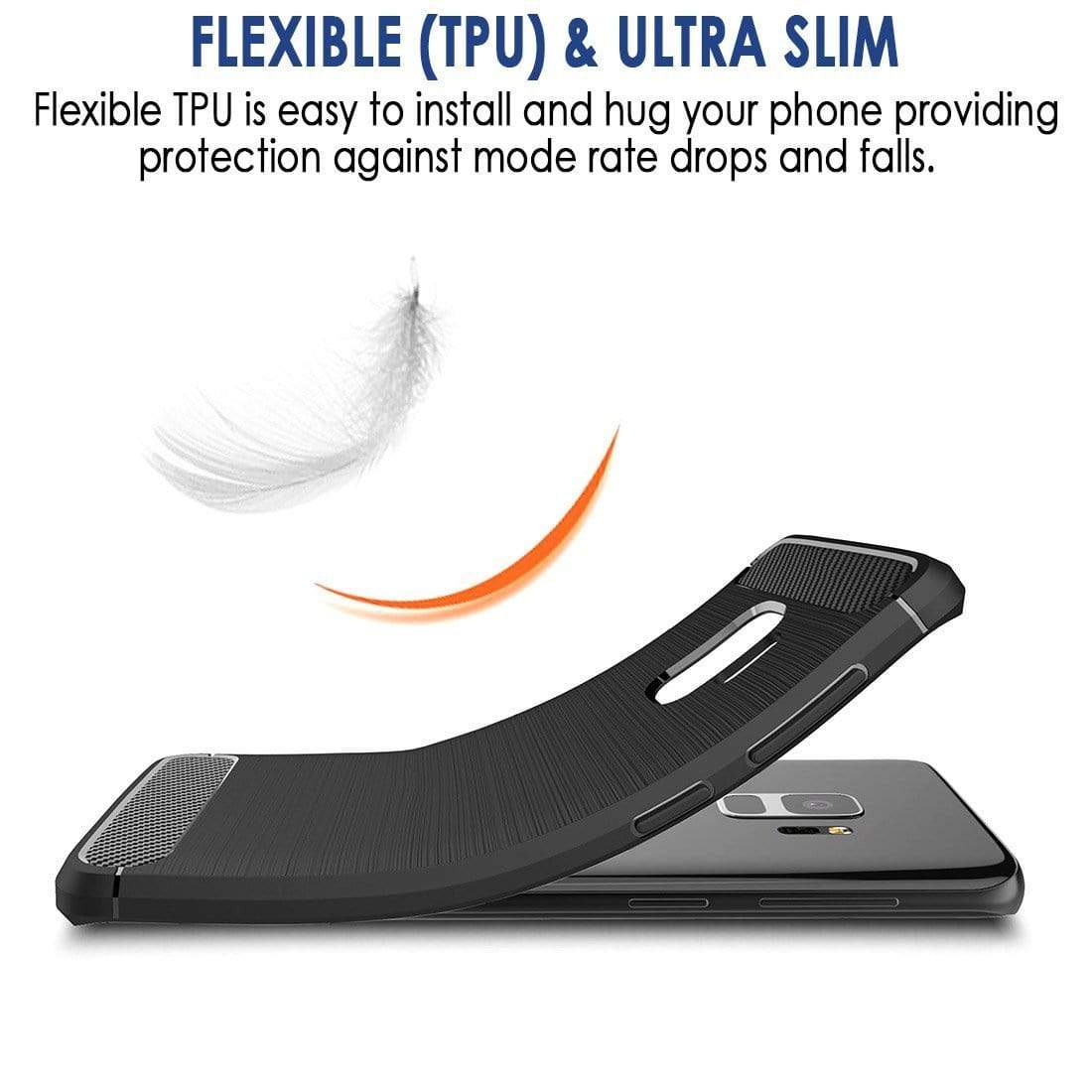 REALIKE® Samsung S9 Back Cover, Branded Case With Ultimate Protection From Drops, Flexible Carbon Fiber Back Cover For SAMSUNG GALAXY S9-2018