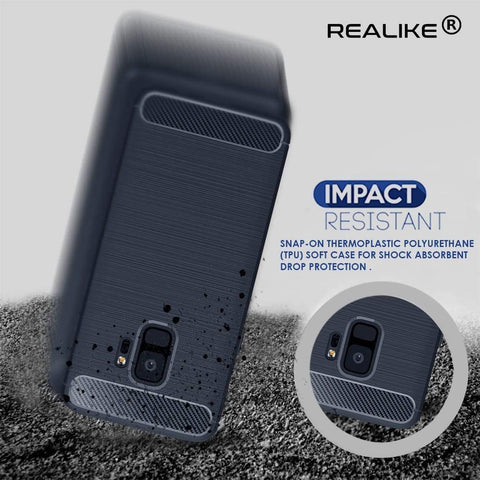 Image of REALIKE® Samsung S9 Back Cover, Branded Case With Ultimate Protection From Drops, Flexible Carbon Fiber Back Cover For SAMSUNG GALAXY S9-2018