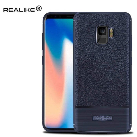 Image of REALIKE® Samsung S9 Back Cover, Branded Case With Ultimate Protection From Drops, Flexible Litchi Pattern Back Cover For SAMSUNG GALAXY S9-2018