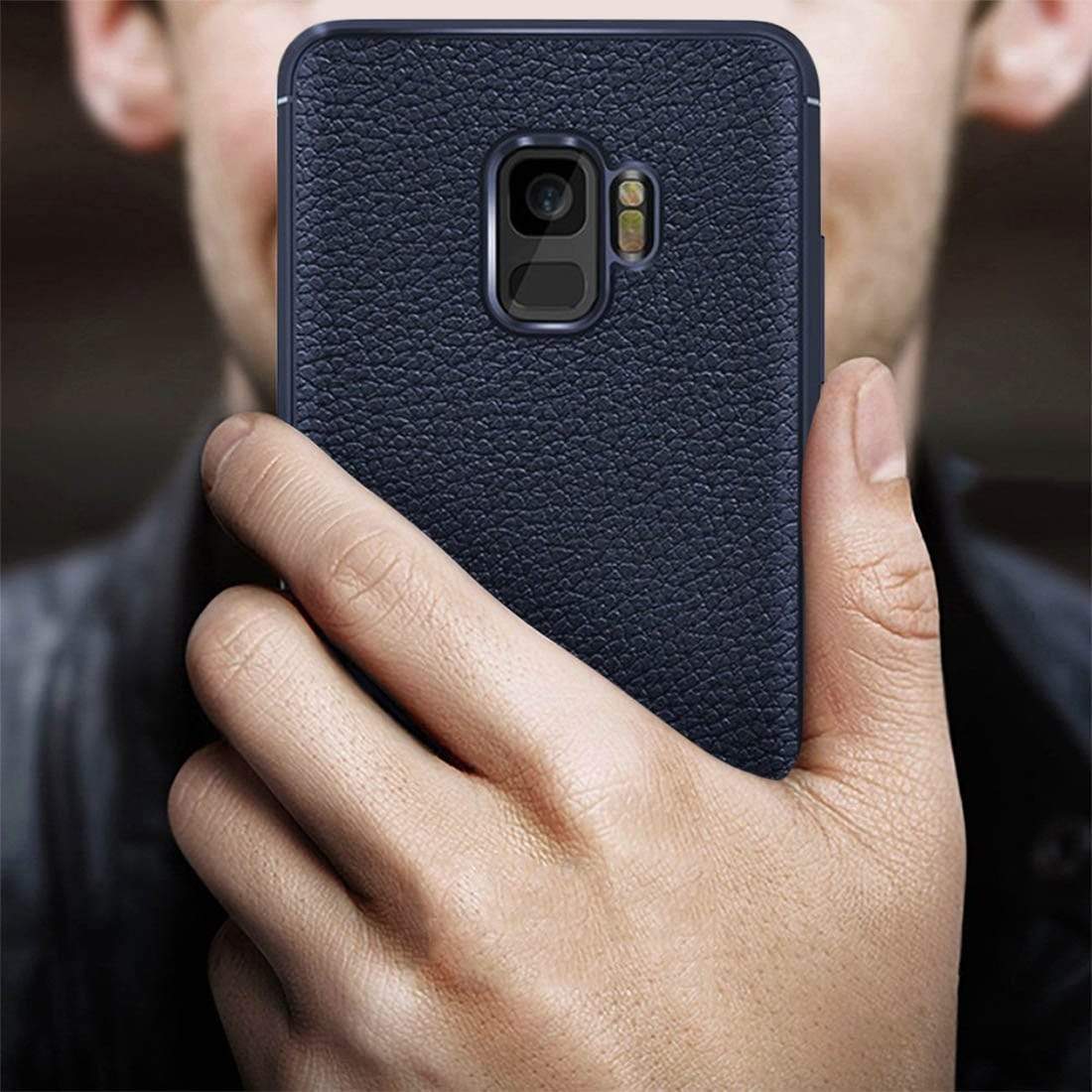 REALIKE® Samsung S9 Back Cover, Branded Case With Ultimate Protection From Drops, Flexible Litchi Pattern Back Cover For SAMSUNG GALAXY S9-2018