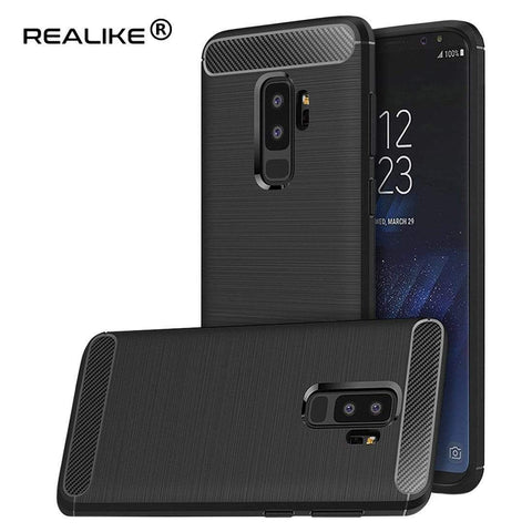 REALIKE® Samsung S9 Plus Back Cover, Branded Case With Ultimate Protection From Drops, Flexible Carbon Fiber Back Cover For Samsung Galaxy S9 Plus-2018