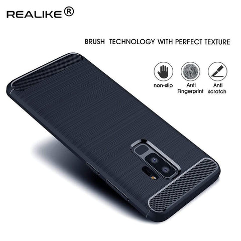 REALIKE® Samsung S9 Plus Back Cover, Branded Case With Ultimate Protection From Drops, Flexible Carbon Fiber Back Cover For Samsung Galaxy S9 Plus-2018