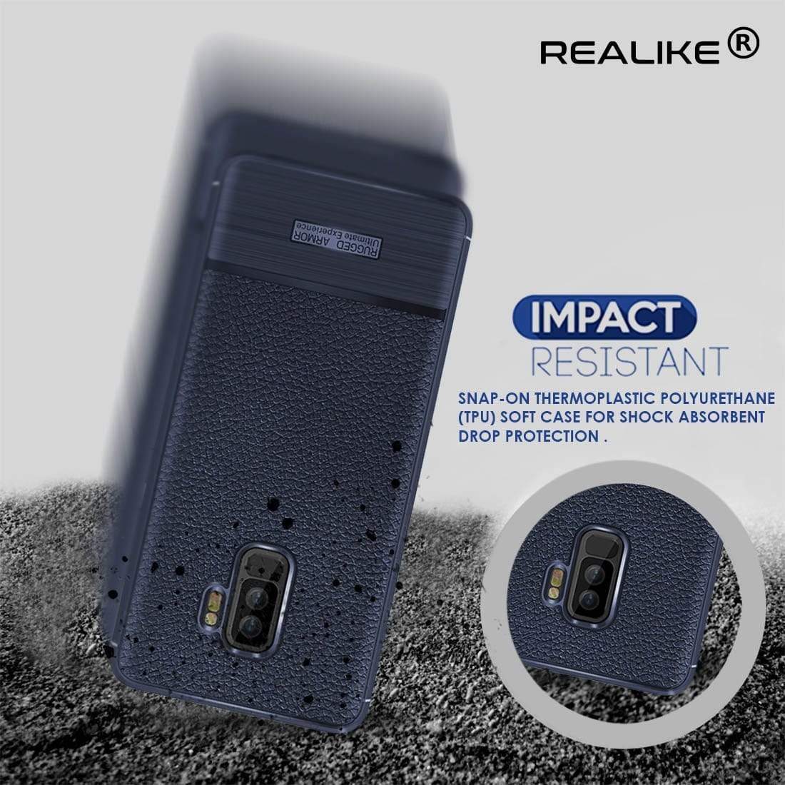 REALIKE® Samsung S9 Plus Back Cover, Branded Case With Ultimate Protection From Drops, Flexible Litchi Pattern Back Cover For SAMSUNG GALAXY S9 PLUS-2018