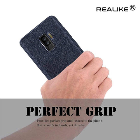 REALIKE® Samsung S9 Plus Back Cover, Branded Case With Ultimate Protection From Drops, Flexible Litchi Pattern Back Cover For SAMSUNG GALAXY S9 PLUS-2018
