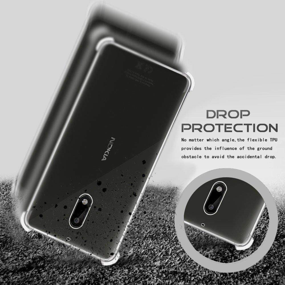 Realike Shockproof Crystal Transparent Back Case For Nokia 6