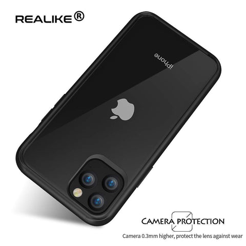 REALIKE Special Design iPhone 11 Pro Max Case, Anti Scratch Back Cover for iPhone 11 Pro Max (Black/Clear)