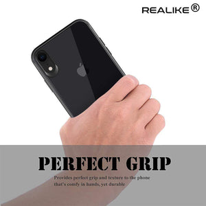 REALIKE® Specially Designed iPhone XR Back Cover, Branded Case with Ultimate Protection, Premium Quality Transparent Case for iPhone XR (iPhone XR, Clear Black)