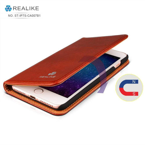 Image of REALIKE® Specially Designed Leather Cover, Case with Ultimate Protection, Premium Quality Case for iPhone 8