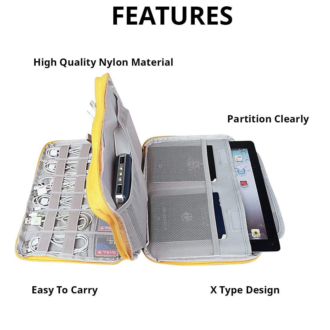 REALIKE Travel Cable Organizer, Single Layer Electronic Accessories Organizer for Cord, Hard Drive, Earphone, Power Bank and Others