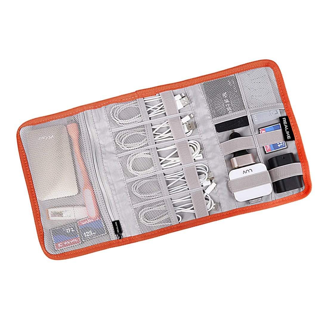 REALIKE® Travel Organizer, 4 Folders Electronic Accessories Organizer for Cord, Hard Drive, Earphone, Power Bank and Others