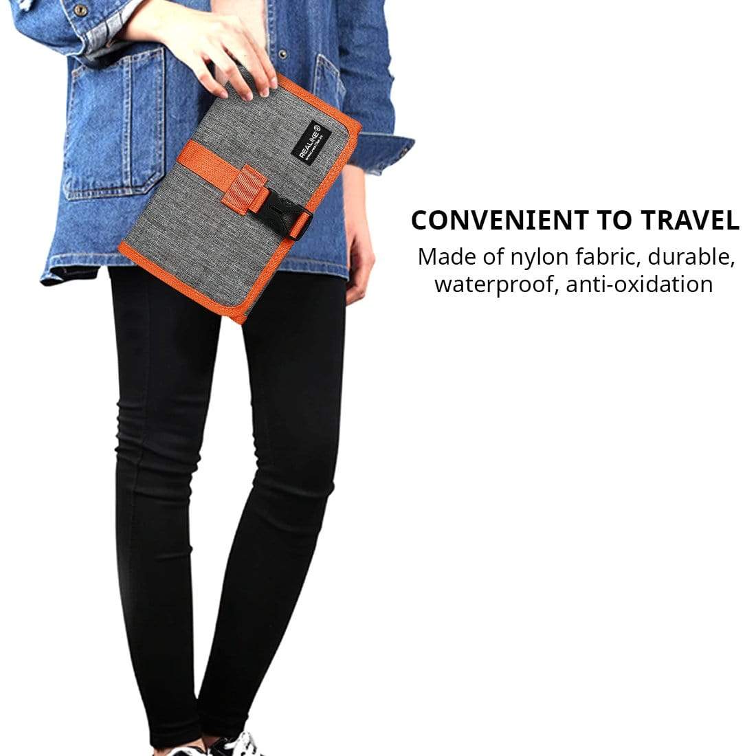 REALIKE® Travel Organizer, 4 Folders Electronic Accessories Organizer for Cord, Hard Drive, Earphone, Power Bank and Others