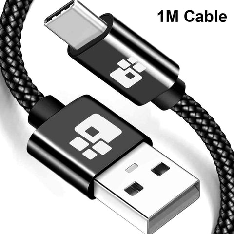 Image of REALIKE® Type C USB Data Cable, High Speed Data Transfer & Charging, Durable Nylon Braided Cable for Type C Compatible Devices.1 Meter Length {1 Year Warranty}