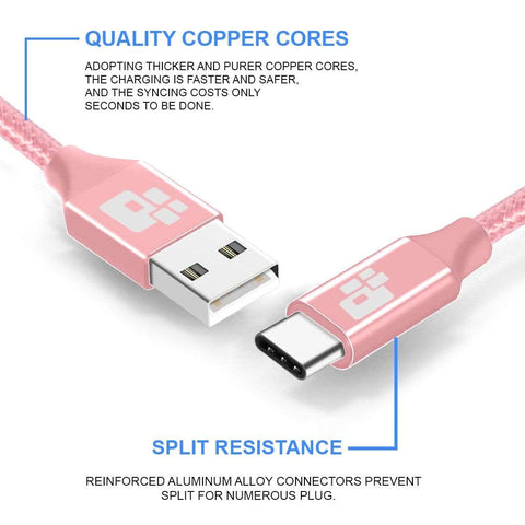 Image of REALIKE® Type C USB Data Cable, High Speed Data Transfer & Charging, Durable Nylon Braided Cable for Type C Compatible Devices.1 Meter Length {1 Year Warranty}