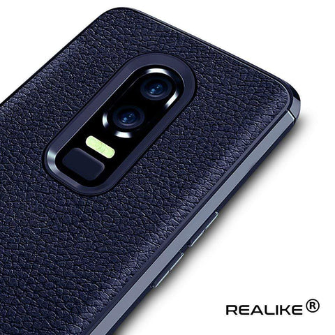 Image of REALIKE Ultimate Protection Flexible Armor Back Cover for OnePlus 6 (Litchi Blue)
