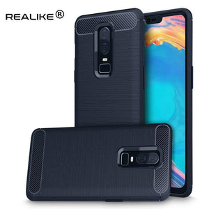 REALIKE Ultimate Protection, Flexible Carbon Fiber Back Cover for OnePlus 6 || 1+6 (Metallic Blue)