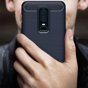 REALIKE Ultimate Protection, Flexible Carbon Fiber Back Cover for OnePlus 6 || 1+6 (Metallic Blue)