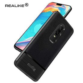 REALIKE Ultimate Protection, Flexible Carbon Fiber Back Cover for OnePlus 6(Metallic Blue)