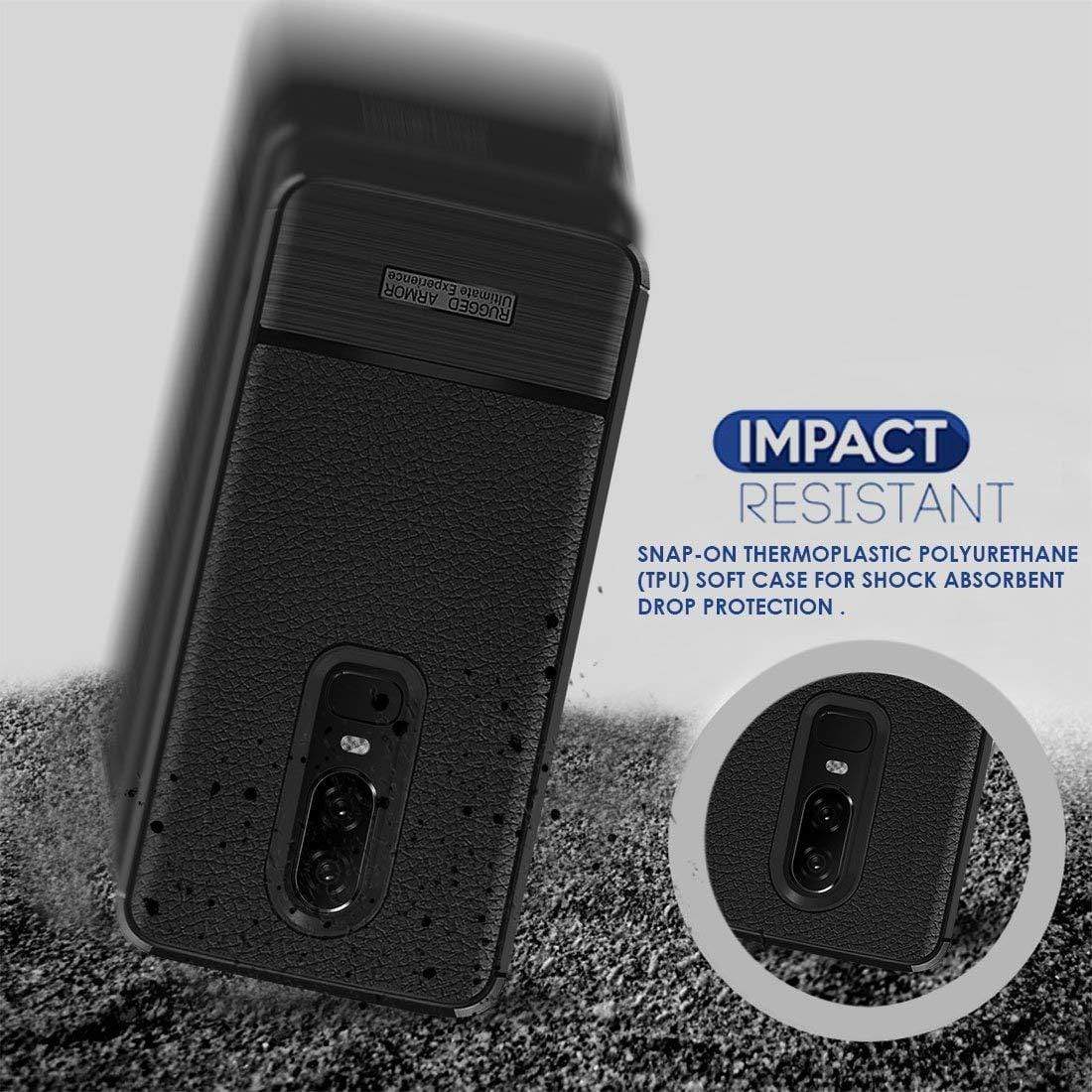 REALIKE Ultimate Protection, Flexible Carbon Fiber Back Cover for OnePlus 6(Metallic Blue)