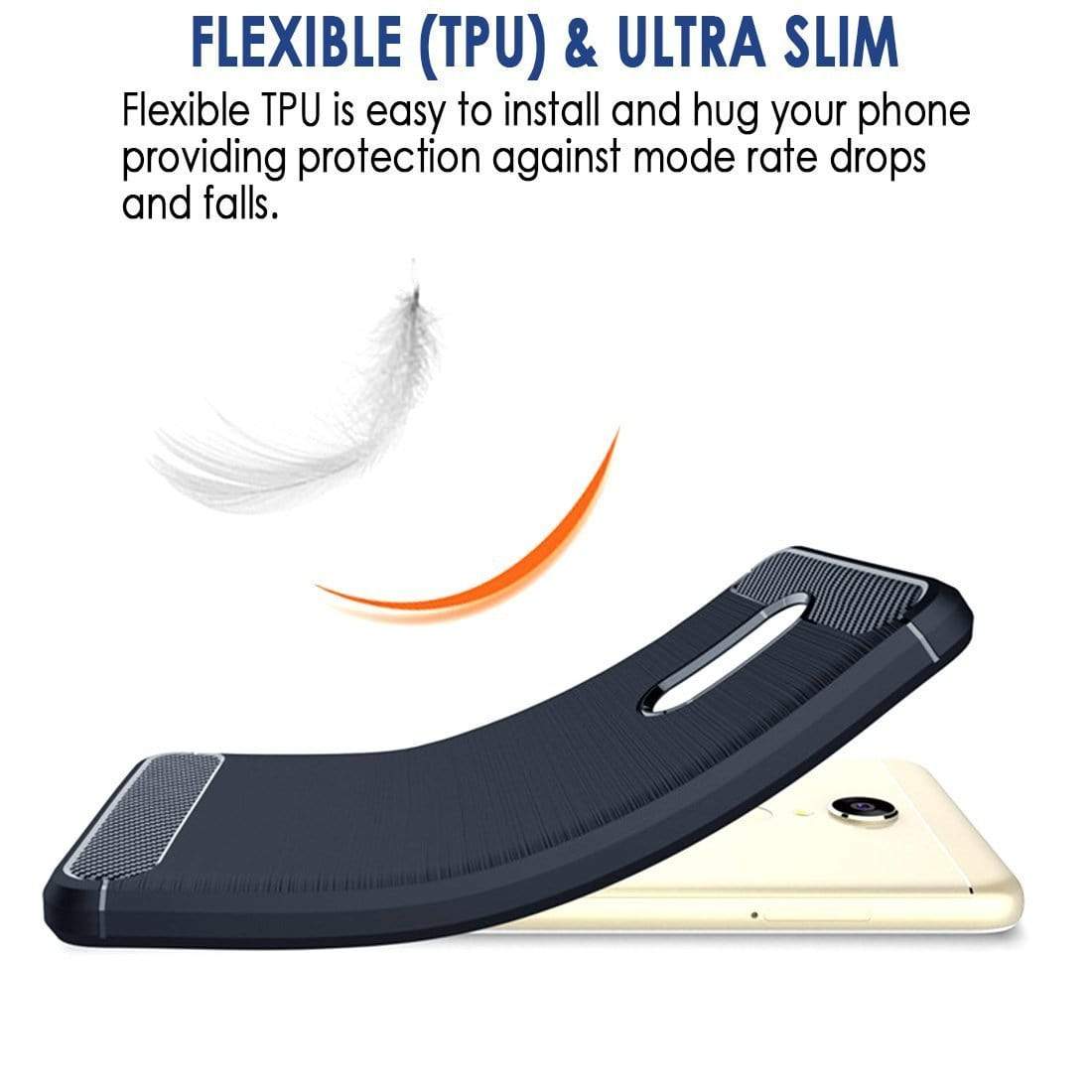 REALIKE Ultimate Protection From Drops, Flexible Carbon Fiber Back Cover For Xiaomi Redmi Note 5-2018