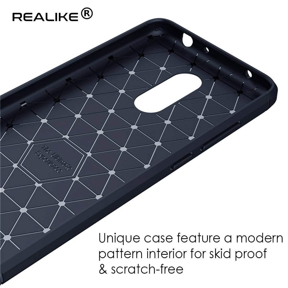 REALIKE Ultimate Protection From Drops, Flexible Carbon Fiber Back Cover For Xiaomi Redmi Note 5-2018