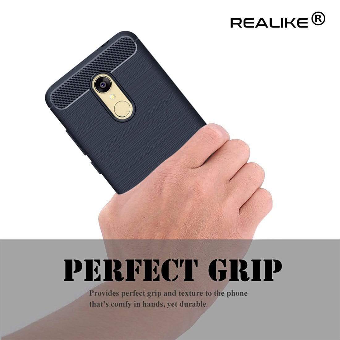 REALIKE Ultimate Protection From Drops, Flexible Carbon Fiber Back Cover For Xiaomi Redmi Note 5-2018