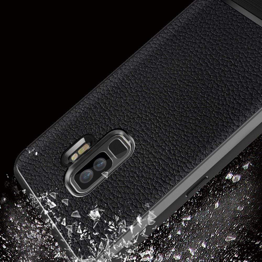 REALIKE® Ultra Slim Soft TPU Case for Samsung Galaxy S9 Plus/S9+, Litchi Pattern Resistant Anti-Scratch Shock-Absorption Protective Cover Case Blue