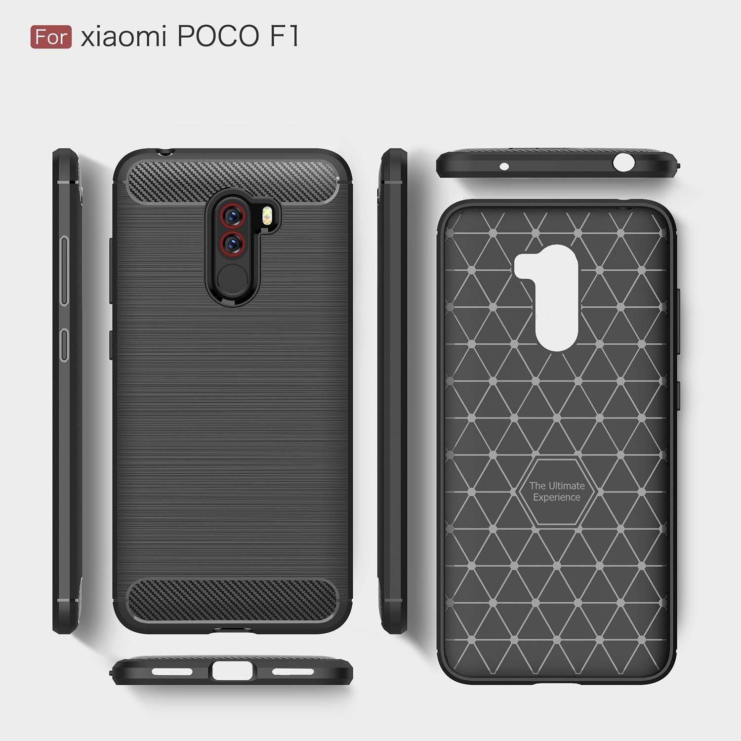REALIKE® Xiaomi Poco F1 Back Cover, Ultimate Protection from Drops, Durable, Anti Scratch, Perfect Fit Carbon Fiber Back Cover for Xiaomi Poco F1 2018 {Carbon Black} (Limited Time Discounted Price)