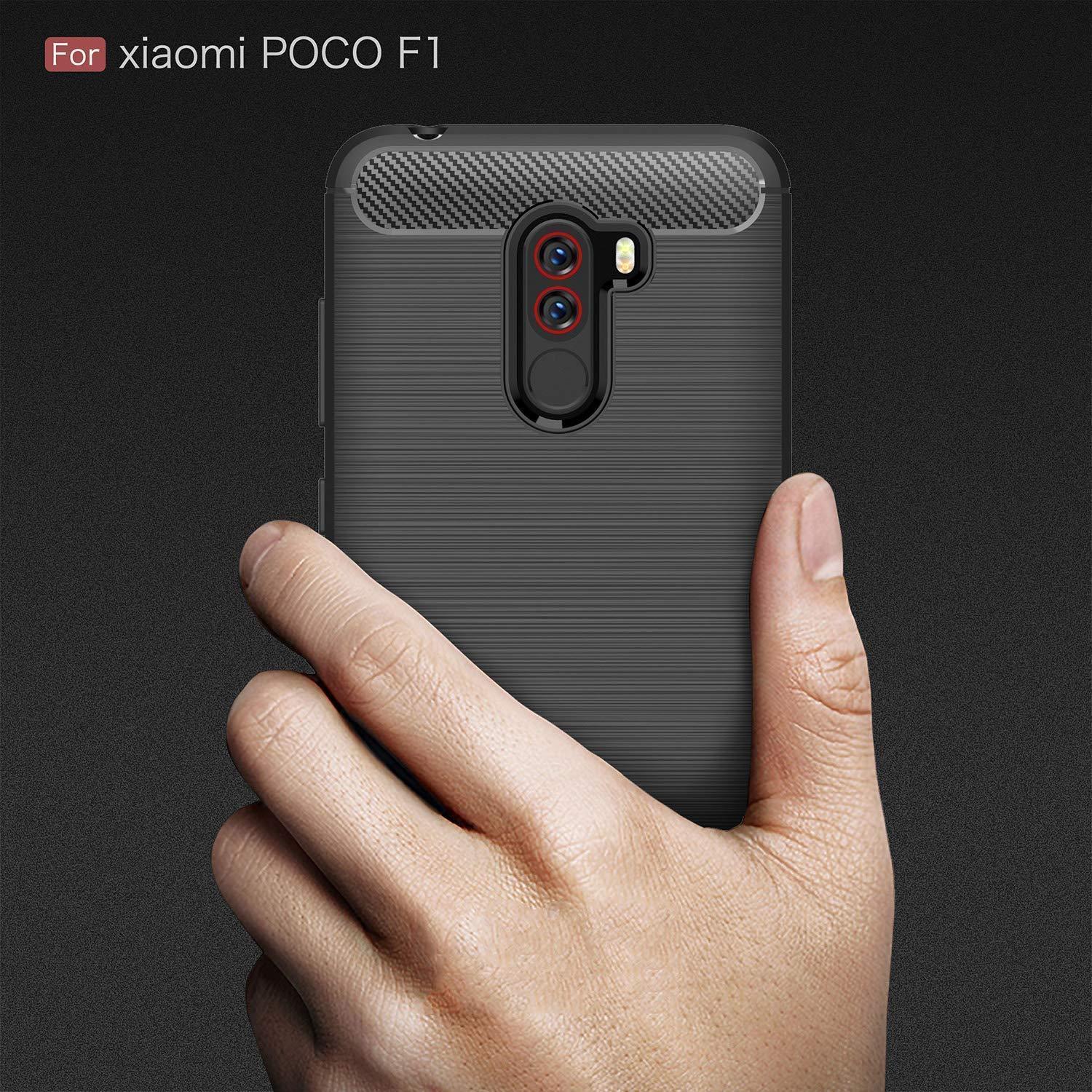 REALIKE® Xiaomi Poco F1 Back Cover, Ultimate Protection from Drops, Durable, Anti Scratch, Perfect Fit Carbon Fiber Back Cover for Xiaomi Poco F1 2018 {Carbon Black} (Limited Time Discounted Price)