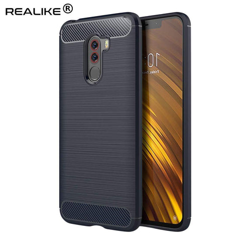 Image of REALIKE® Xiaomi Poco F1 Back Cover, Ultimate Protection from Drops, Durable, Anti Scratch, Perfect Fit Carbon Fiber Back Cover for Xiaomi Poco F1 2018 {Carbon Blue} (Limited Time Discounted Price)