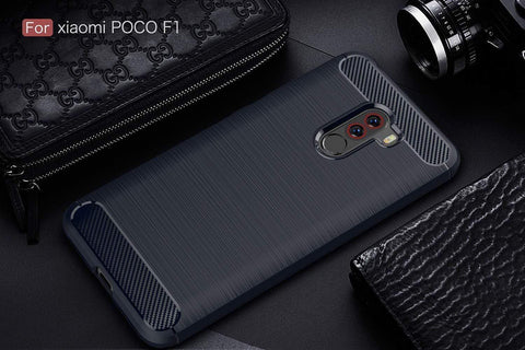 Image of REALIKE® Xiaomi Poco F1 Back Cover, Ultimate Protection from Drops, Durable, Anti Scratch, Perfect Fit Carbon Fiber Back Cover for Xiaomi Poco F1 2018 {Carbon Blue} (Limited Time Discounted Price)