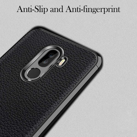Image of REALIKE® Xiaomi Poco F1 Back Cover, Ultimate Protection from Drops, Durable, Anti Scratch, Perfect Fit Litchi Pattern Back Cover for Xiaomi Poco F1 2018 {Litchi Black}